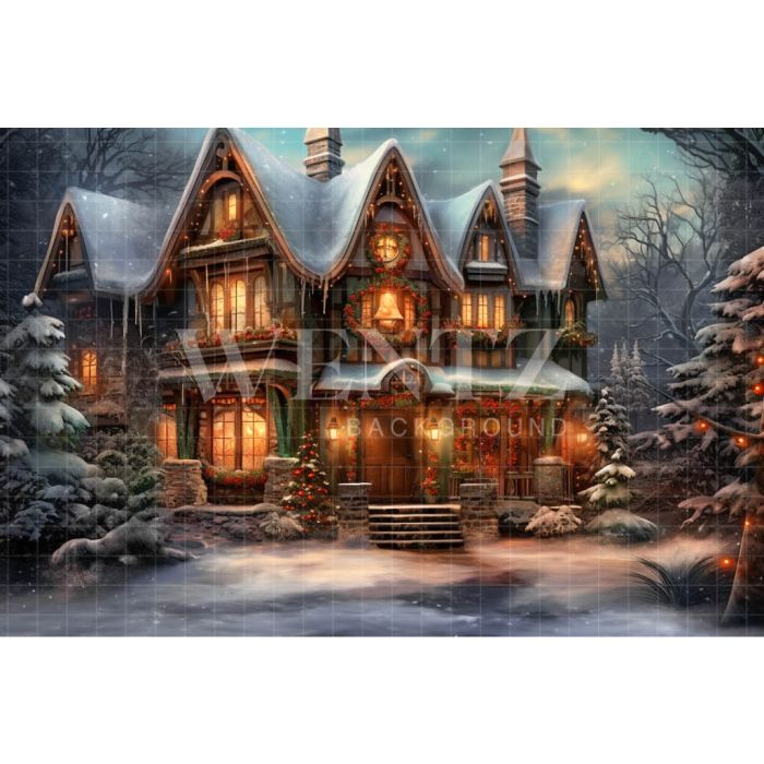 Photography Background in Fabric Santa Claus House / Backdrop 4174
