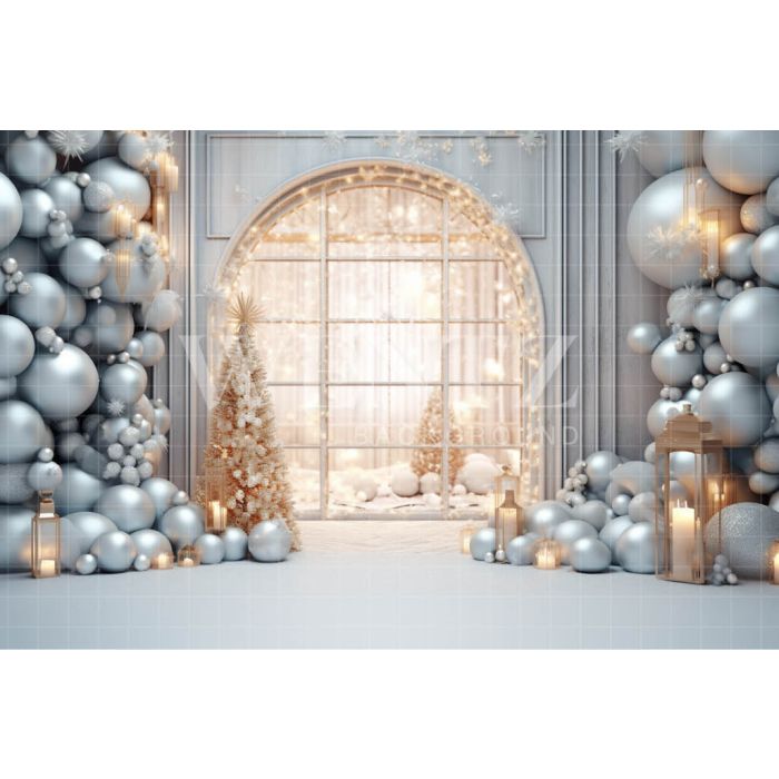 Photography Background in Fabric Christmas Set with Window / Backdrop 4175