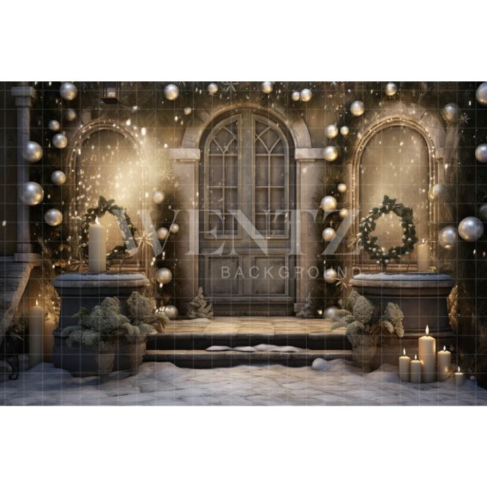 Photography Background in Fabric Christmas House Front / Backdrop 4189