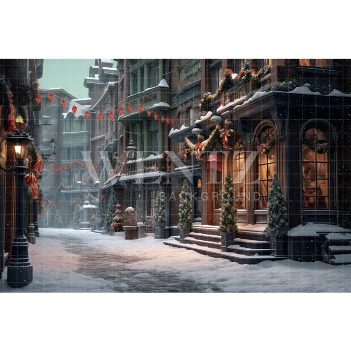 Photography Background in Fabric Christmas Village / Backdrop 4204