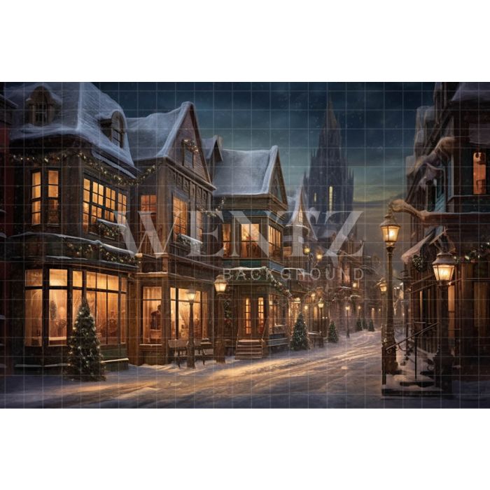 Photography Background in Fabric Christmas Village / Backdrop 4207