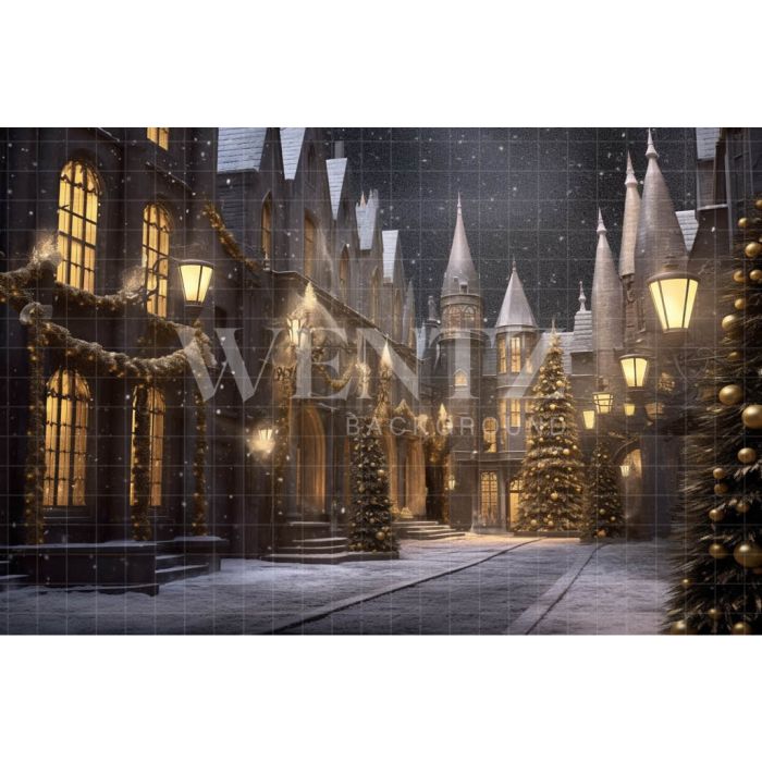 Photography Background in Fabric Christmas Village / Backdrop 4217
