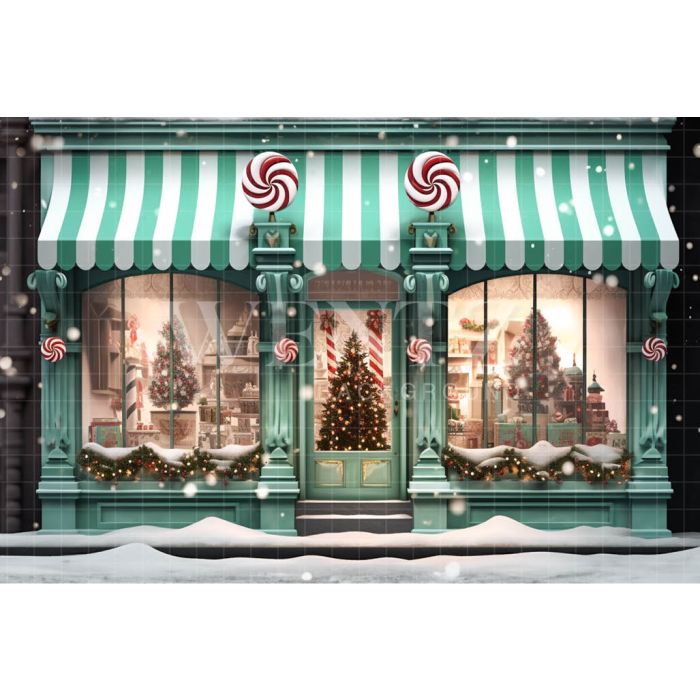 Photography Background in Fabric Christmas Candy Store / Backdrop 4225