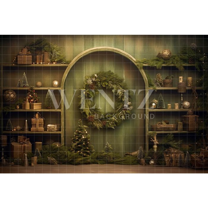 Photography Background in Fabric Green Christmas Set / Backdrop 4234 