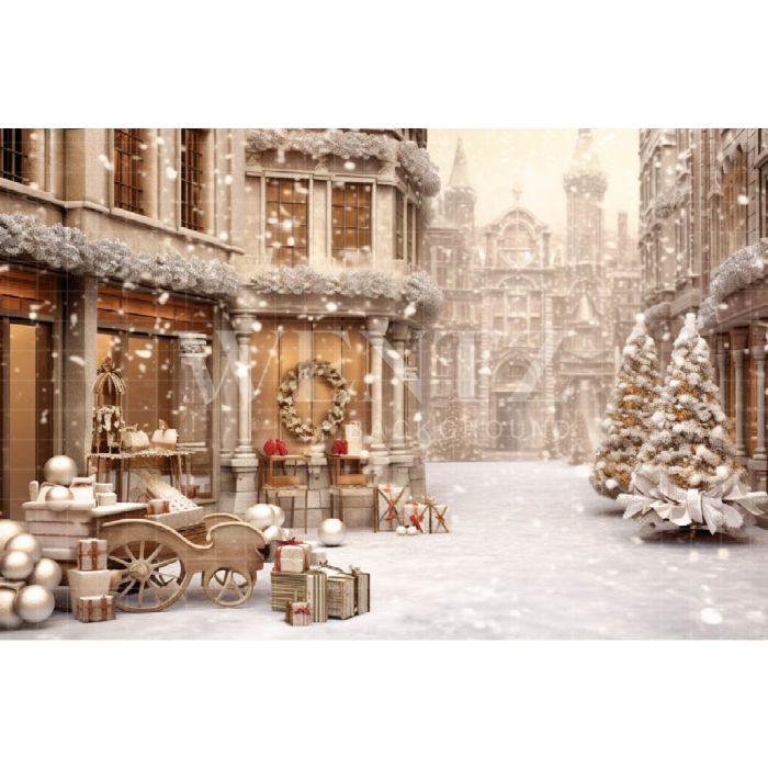 Photography Background in Fabric Christmas Village / Backdrop 4236