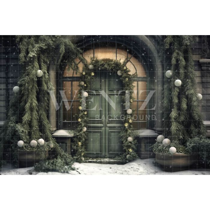 Photography Background in Fabric Christmas House Front / Backdrop 4238