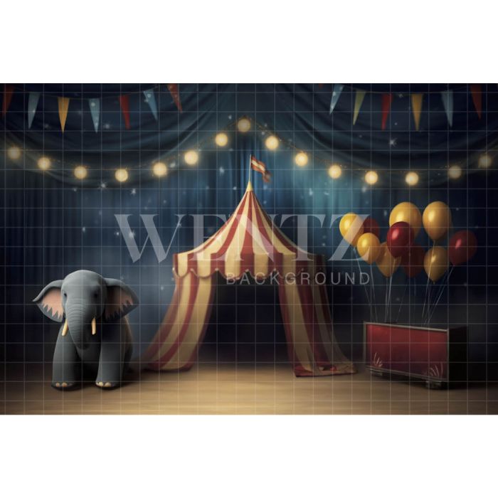 Photography Background in Fabric Circus with Baby Elephant / Backdrop 4246