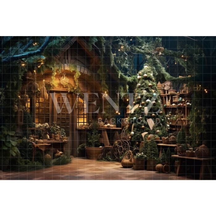 Photography Background in Fabric Christmas Scenery with Tree / Backdrop 4260