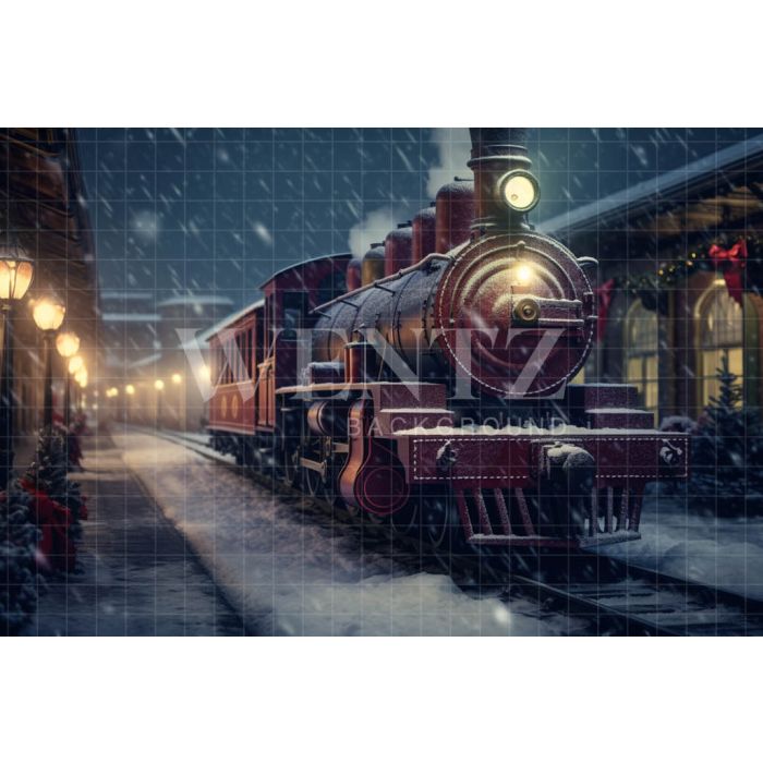 Photography Background in Fabric Christmas Train / Backdrop 4264