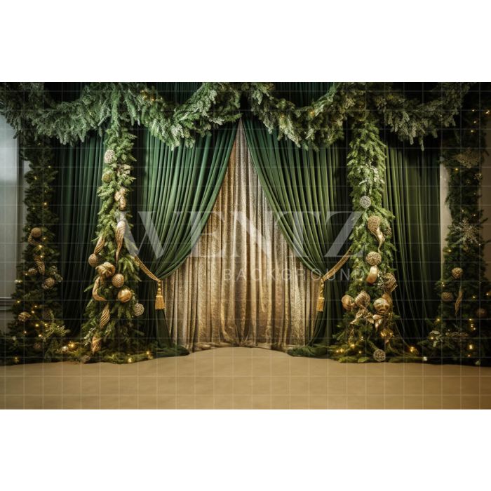 Photography Background in Fabric Set with Green Curtain / Backdrop 4269