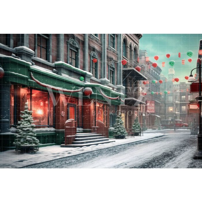 Photography Background in Fabric Christmas Village / Backdrop 4277