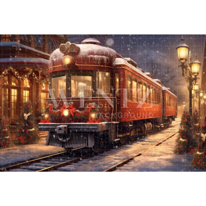 Photography Background in Fabric Christmas Train / Backdrop 4284