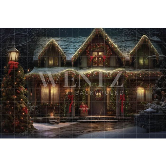 Photography Background in Fabric Christmas House / Backdrop 4297