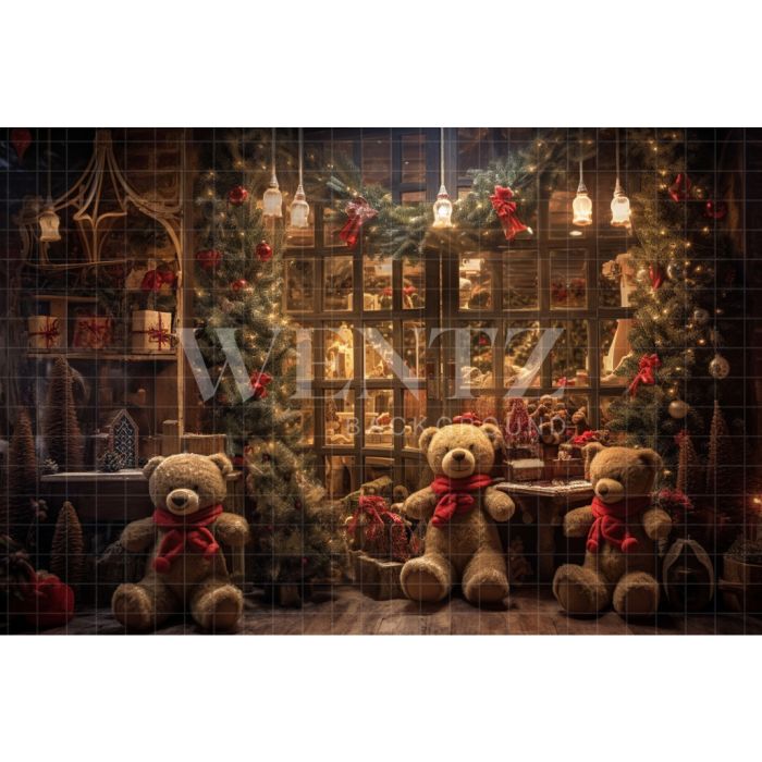 Photography Background in Fabric Christmas Toy Store / Backdrop 4304