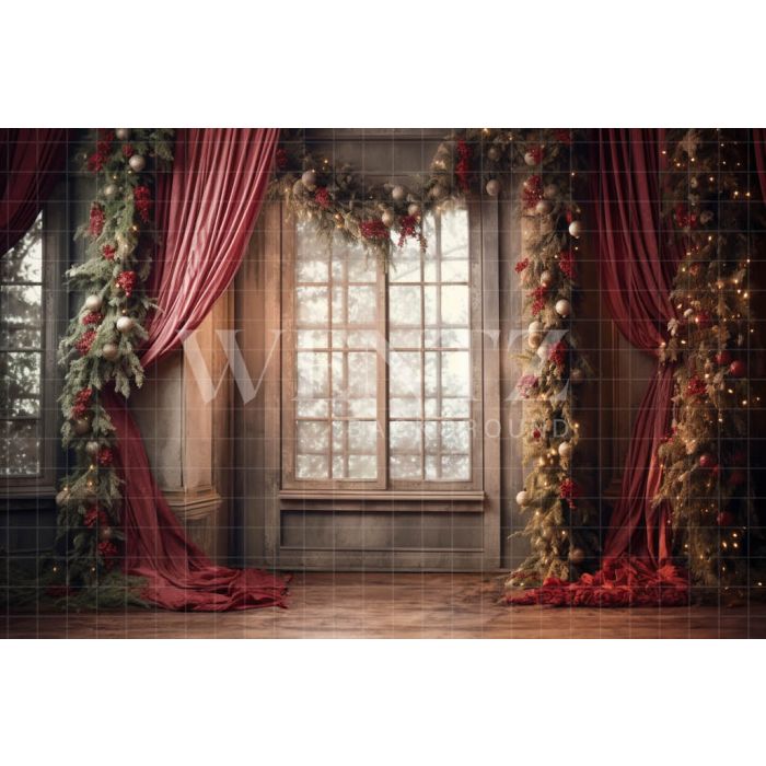 Photography Background in Fabric Christmas Window / Backdrop 4310