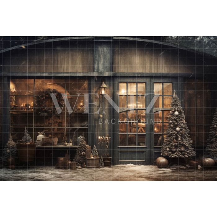 Photography Background in Fabric Christmas Rustic Store / Backdrop 4313