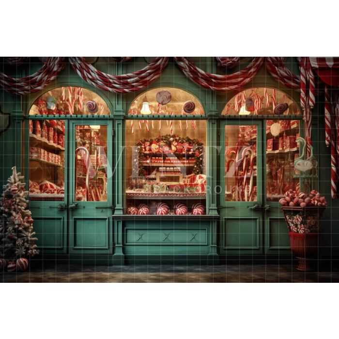Photography Background in Fabric Christmas Candy Shop / Backdrop 4319