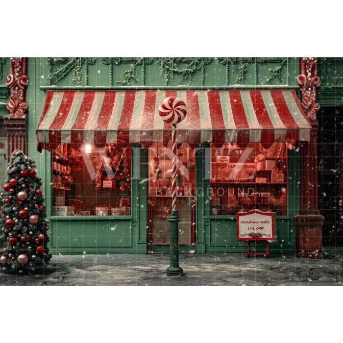 Photography Background in Fabric Christmas Candy Shop / Backdrop 4320
