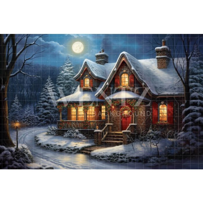 Photography Background in Fabric Christmas House / Backdrop 4329