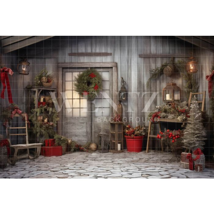 Photography Background in Fabric Rustic Christmas Set / Backdrop 4335