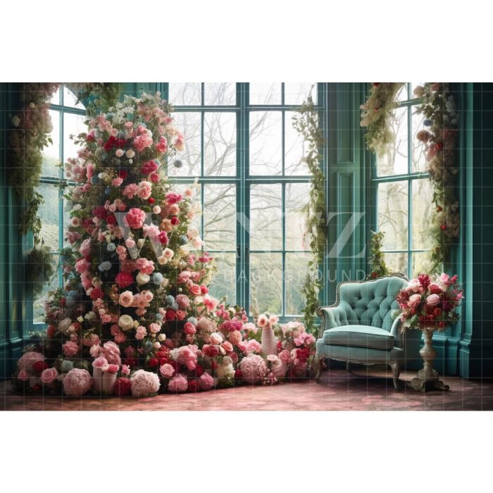 Photography Background in Fabric Floral Christmas / Backdrop 4345