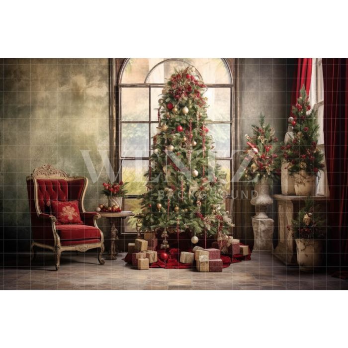 Photography Background in Fabric Vintage Christmas Room / Backdrop 4354