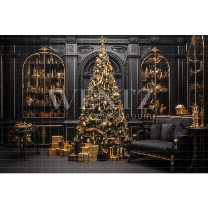 Photography Background in Fabric Vintage Christmas Room / Backdrop 4356