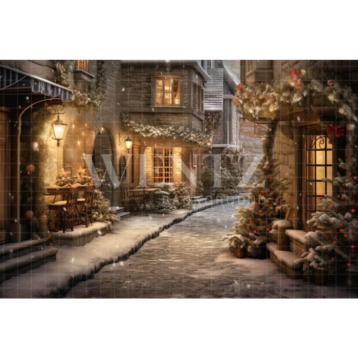 Photography Background in Fabric Christmas Village / Backdrop 4372