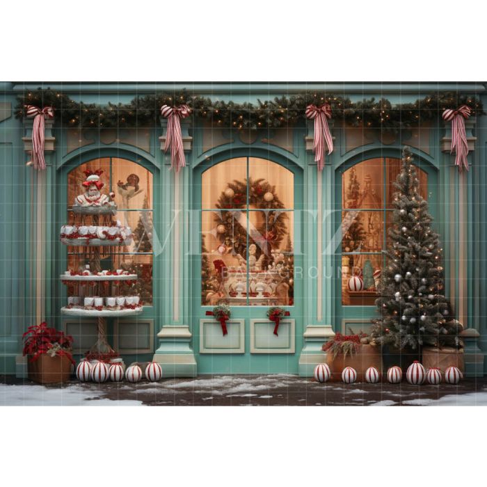 Photography Background in Fabric Christmas Candy Shop / Backdrop 4375