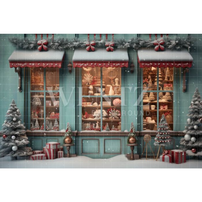 Photography Background in Fabric Christmas Candy Shop / Backdrop 4376