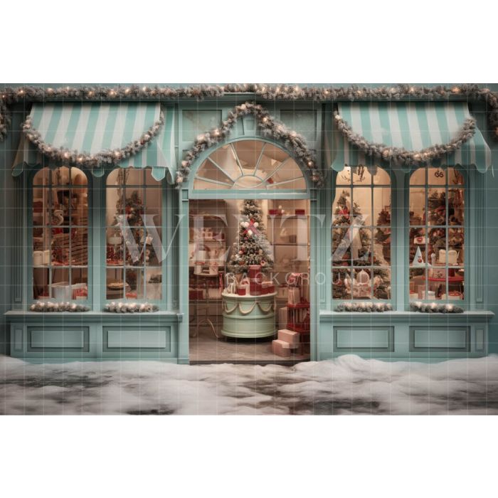 Photography Background in Fabric Christmas Candy Shop / Backdrop 4377