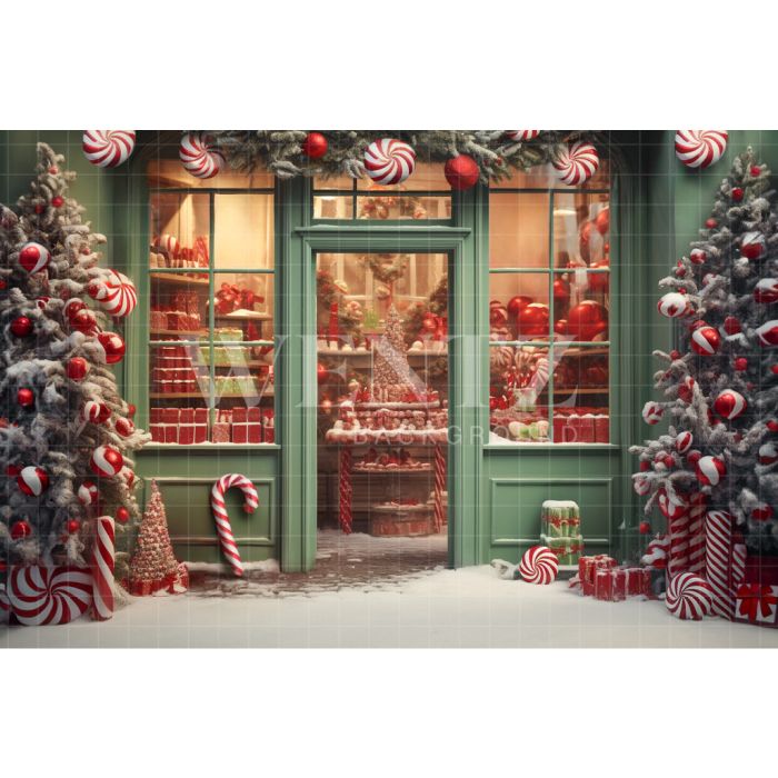 Photography Background in Fabric Christmas Candy Shop / Backdrop 4381