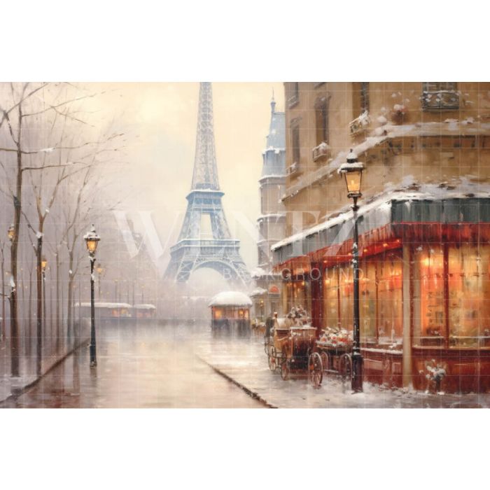Photography Background in Fabric Winter in Paris / Backdrop 4386