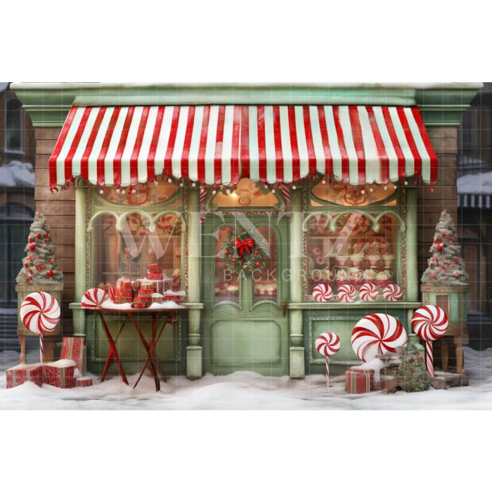 Photography Background in Fabric Christmas Candy Shop / Backdrop 4391