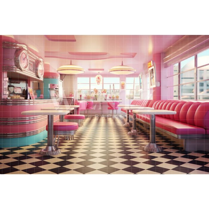 Photography Background in Fabric Retro Coffee Shop / Backdrop 4413