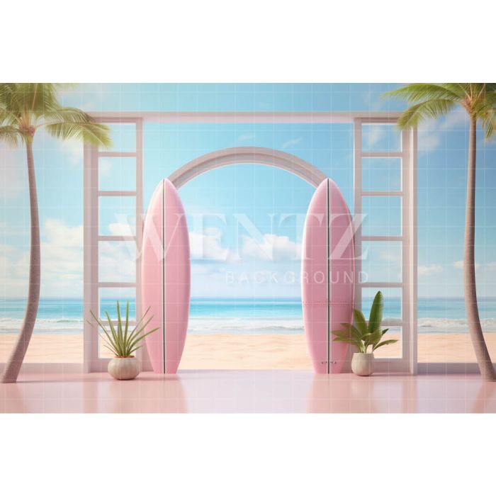 Photography Background in Fabric Beach with Surfboards / Backdrop 4422