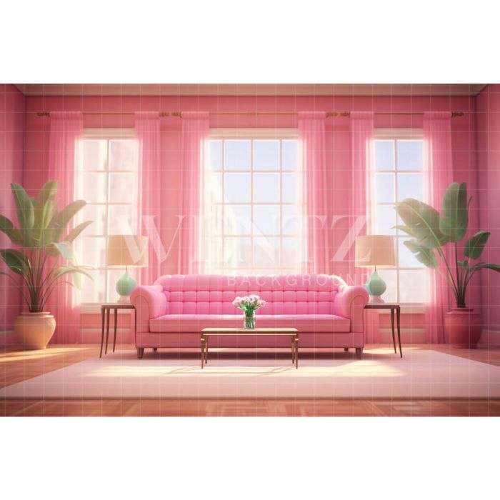 Photography Background in Fabric Pink Living Room / Backdrop 4433