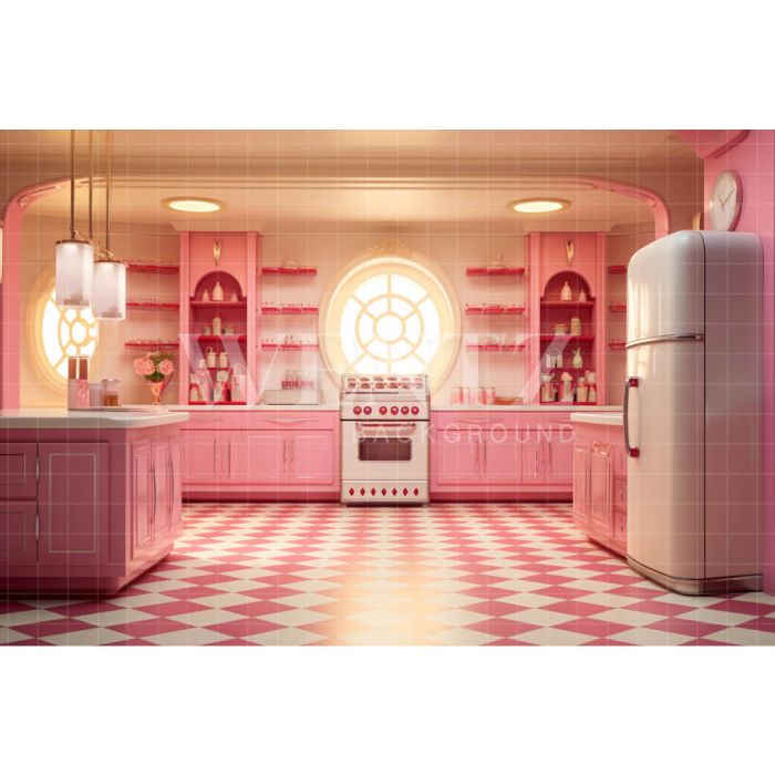 Photography Background in Fabric Pink Kitchen / Backdrop 4437