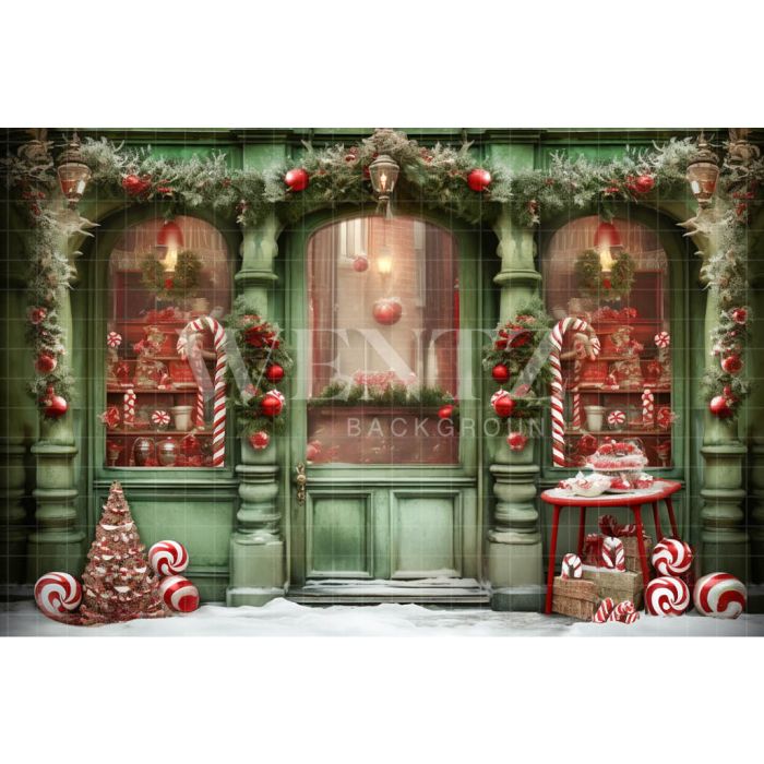 Photography Background in Fabric Christmas Candy Shop / Backdrop 4444