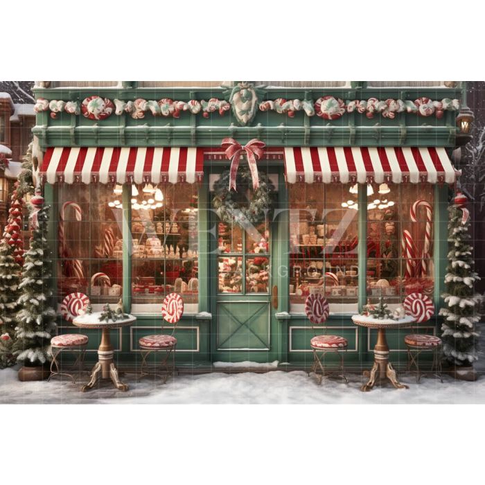 Photography Background in Fabric Christmas Candy Shop / Backdrop 4446