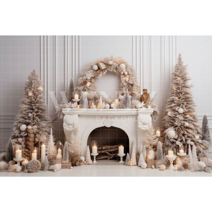 Photography Background in Fabric Christmas Set with Fireplace / Backdrop 4447