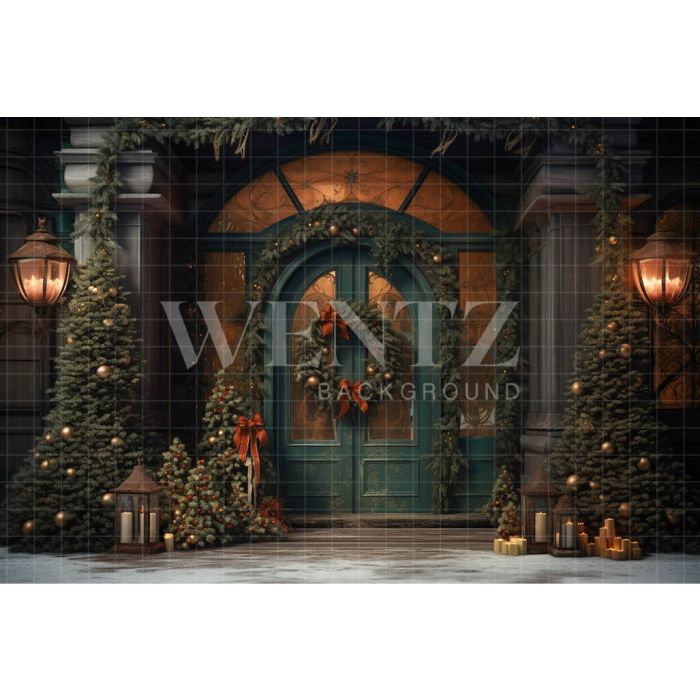 Photography Background in Fabric Christmas House Front / Backdrop 4451