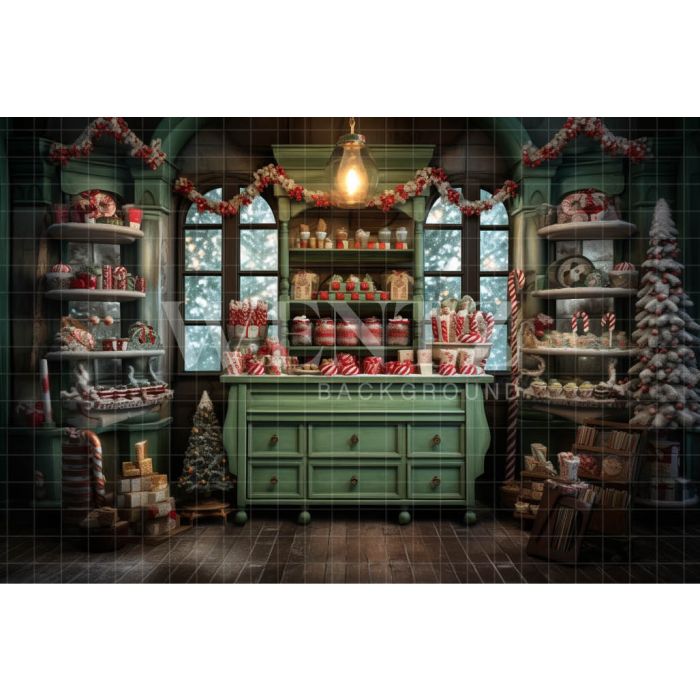 Photography Background in Fabric Christmas Candy Cabinet / Backdrop 4453