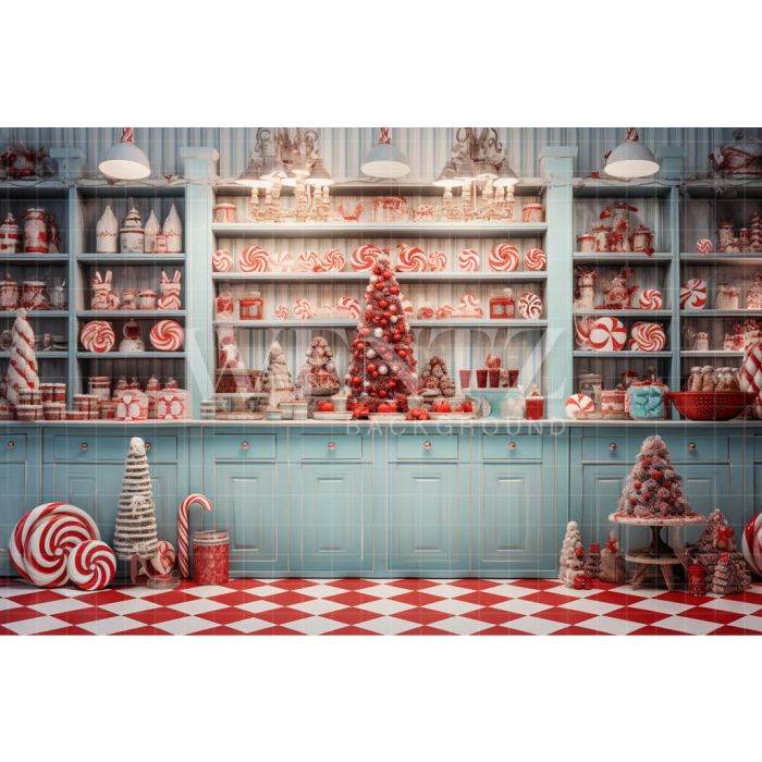 Photography Background in Fabric Christmas Candy Cabinet / Backdrop 4454