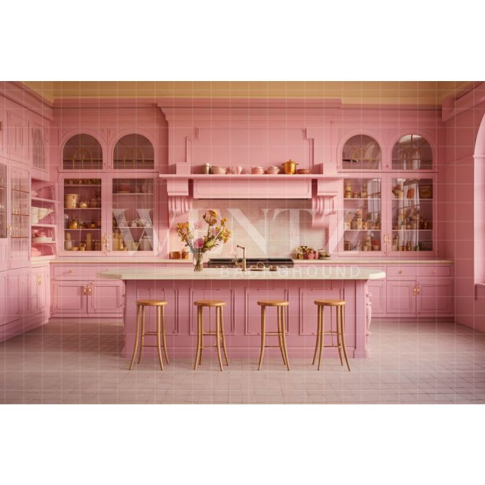 Photography Background in Fabric Pink Kitchen / Backdrop 4462