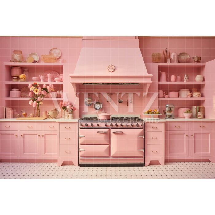 Photography Background in Fabric Pink Kitchen / Backdrop 4464