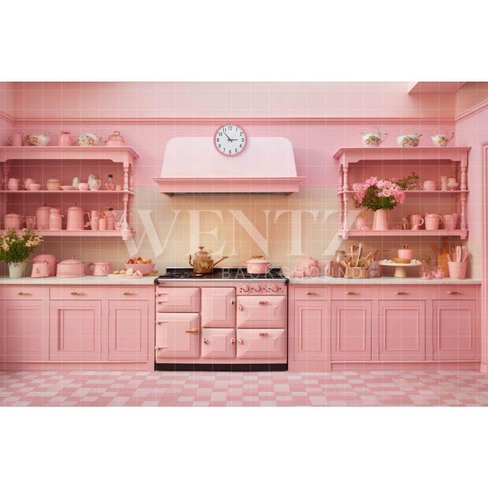 Photography Background in Fabric Pink Kitchen / Backdrop 4465