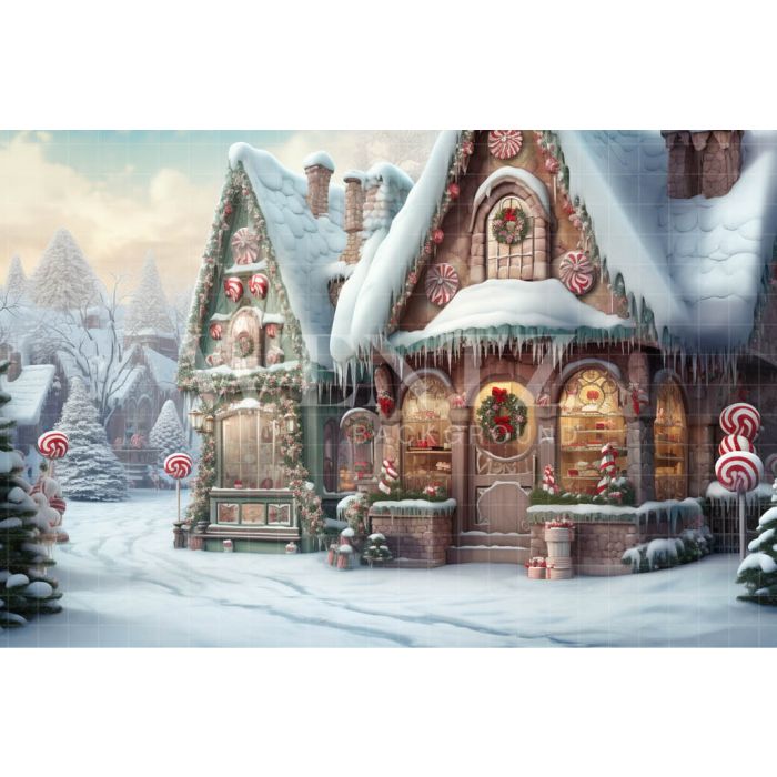 Photography Background in Fabric Christmas House / Backdrop 4478
