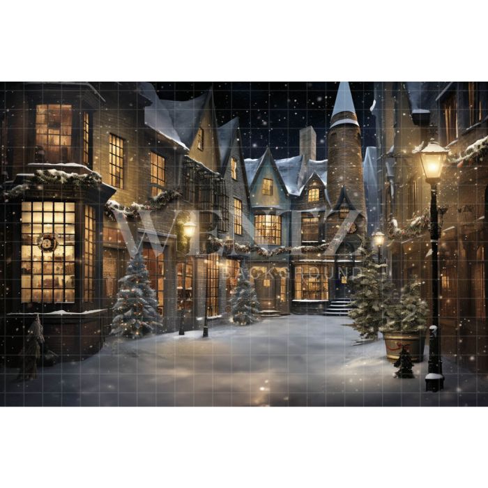 Photography Background in Fabric Christmas Village / Backdrop 4481