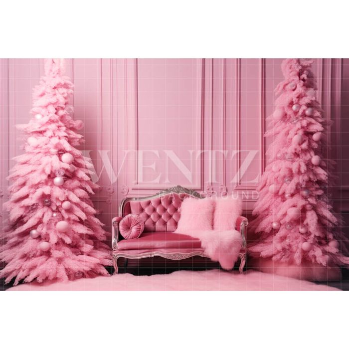Photography Background in Fabric Pink Christmas Room / Backdrop 4484